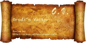 Orsós Valter névjegykártya